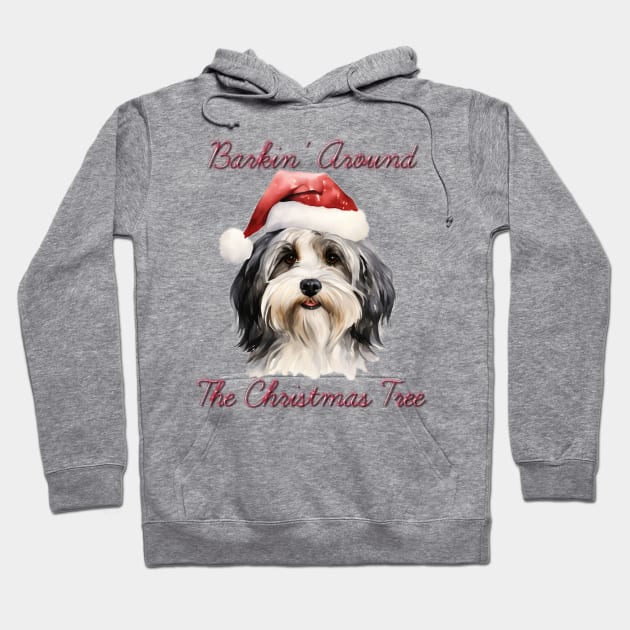 Christmas Havanese Dog in Santa Hat Hoodie by Pawsitive Curios